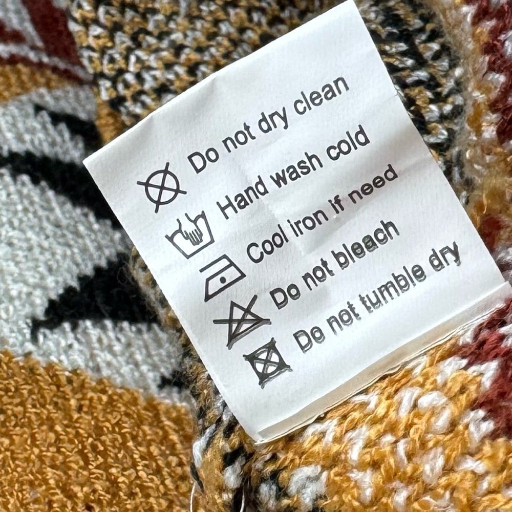 Aztec Southwest Geometric Long Knitted Cardigan Sweater Coat XL Boutique Mustard - Picture 6 of 8